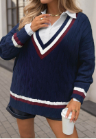 Svetr oversize z dekoltem Casual Girl granátový