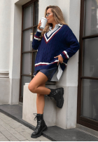 Svetr oversize z dekoltem Casual Girl granátový
