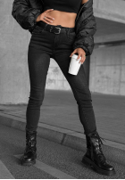Kalhoty džínové  skinny z paskiem Lucky You tmavě šedý