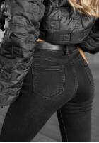 Kalhoty džínové  skinny z paskiem Lucky You tmavě šedý