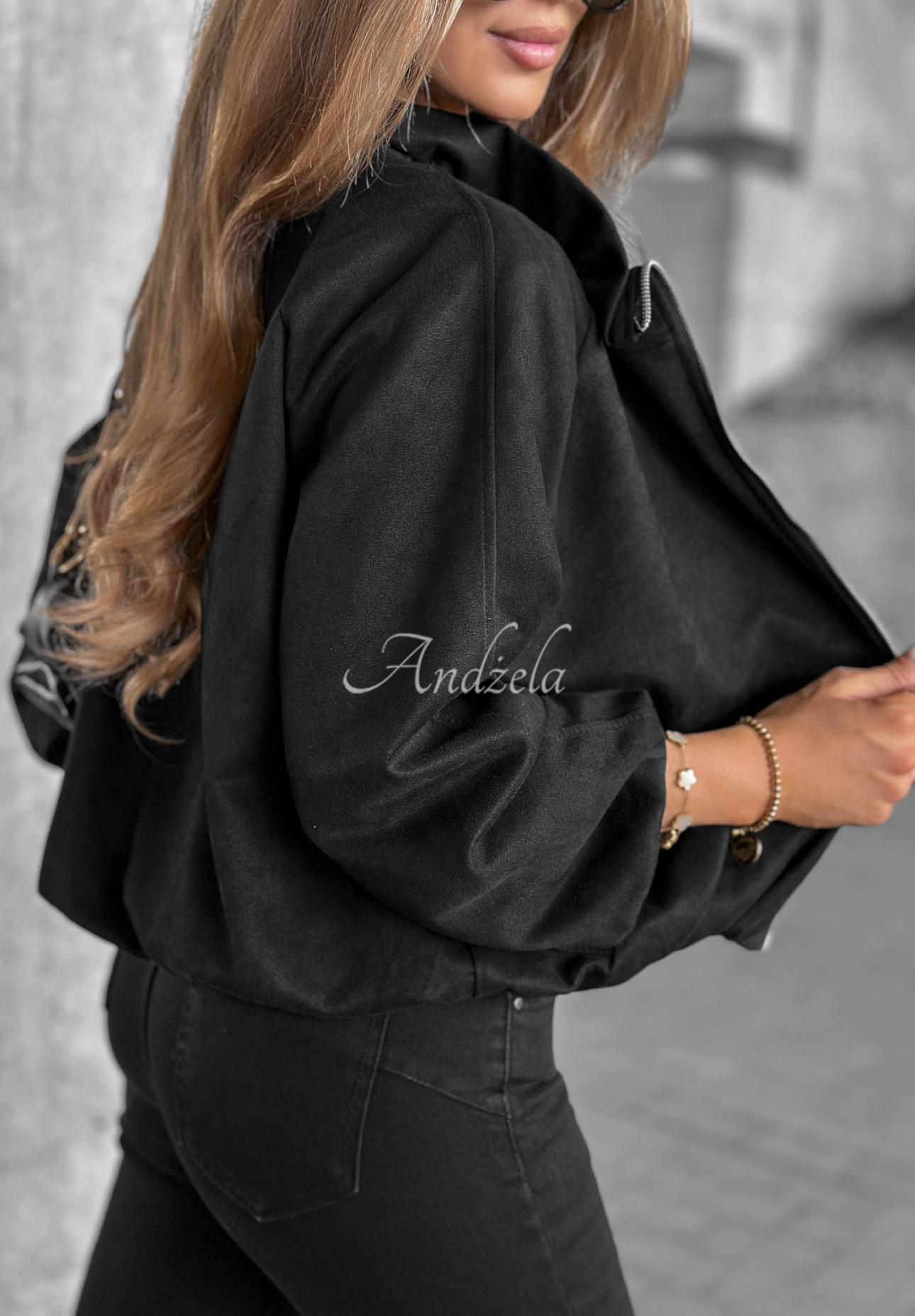 Semišová bunda se stojáčkem Autumn Muse černá