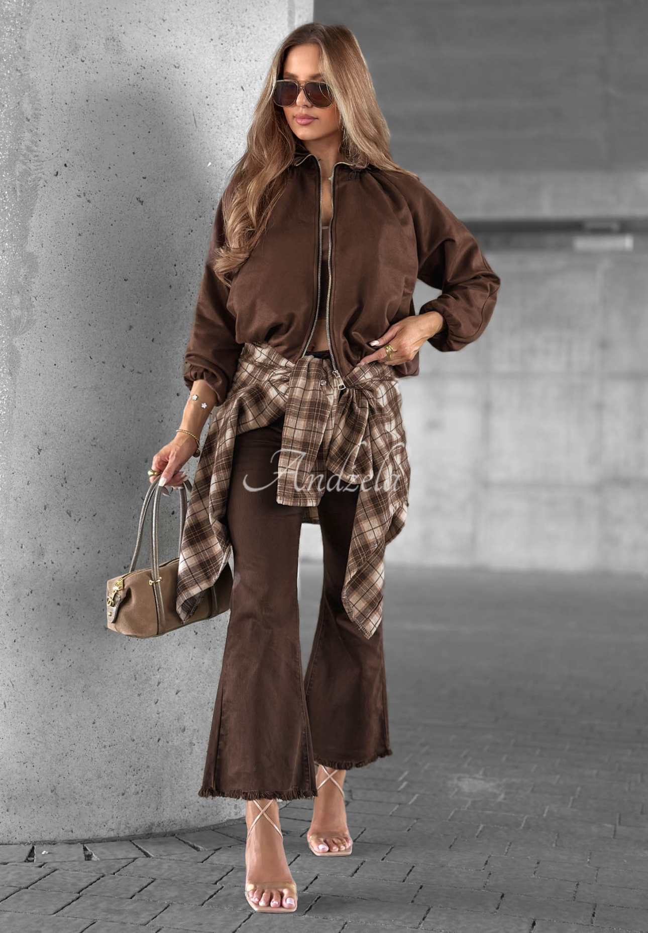 Semišová bunda se stojáčkem Autumn Muse čokoládová