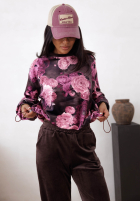 Welurowy Tepláková souprava w kwiaty Floral Kiss čokoládový