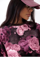 Welurowy Tepláková souprava w kwiaty Floral Kiss čokoládový