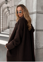 Dlouhý Kardigan oversize s kapsami Marbelio čokoládový