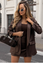 Skórzana Sako z kołnierzykiem Leather Muse čokoládová