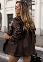 Skórzana Sako z kołnierzykiem Leather Muse čokoládová