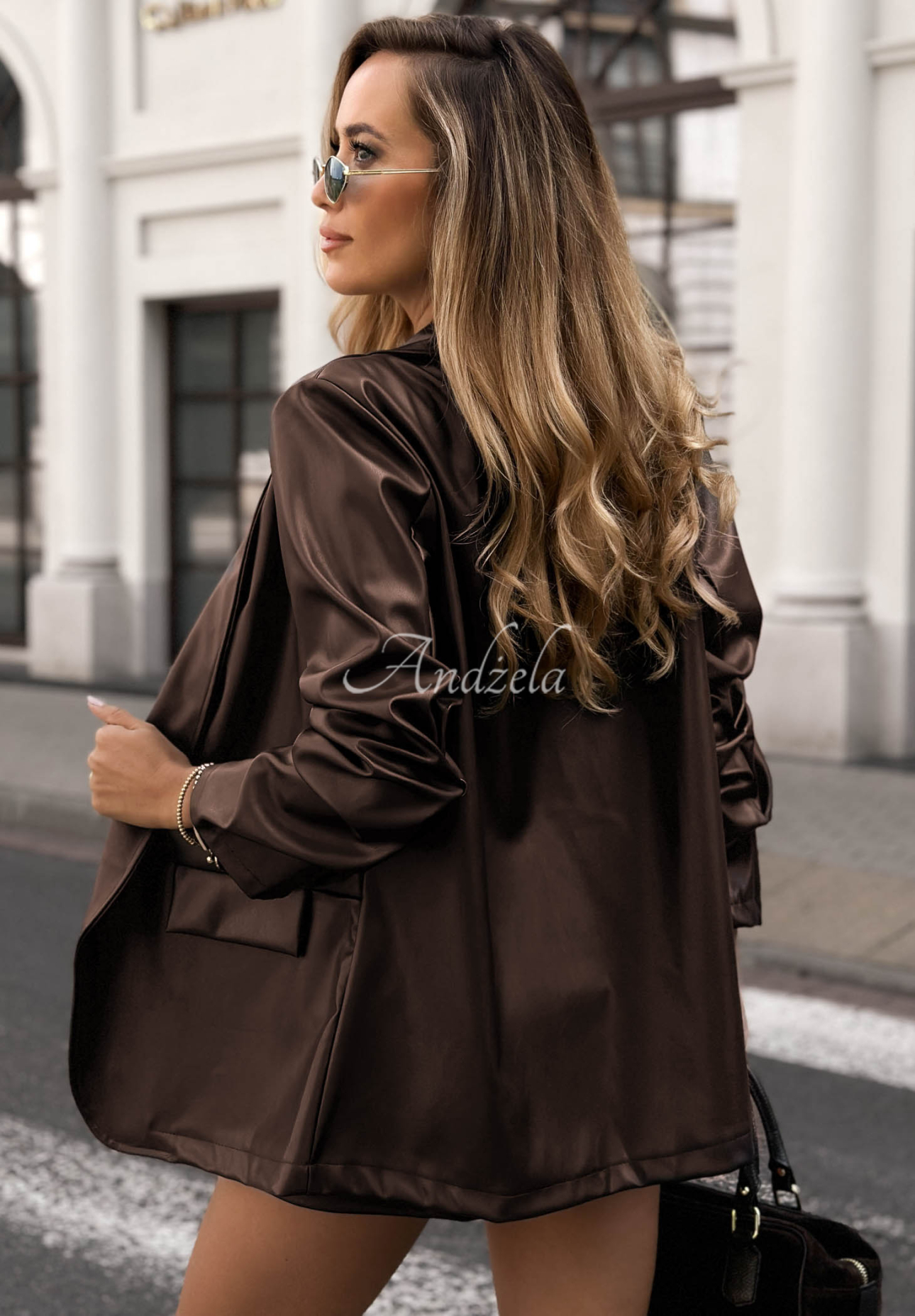 Kožené sako s límečkem Leather Muse čokoládová