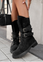 semišové Kotníkové Boty workery z klamrami Modern Walk čokoládové