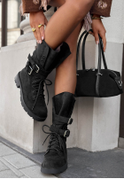 semišové Kotníkové Boty workery z klamrami Modern Walk čokoládové