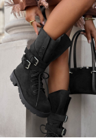 semišové Kotníkové Boty workery z klamrami Modern Walk čokoládové
