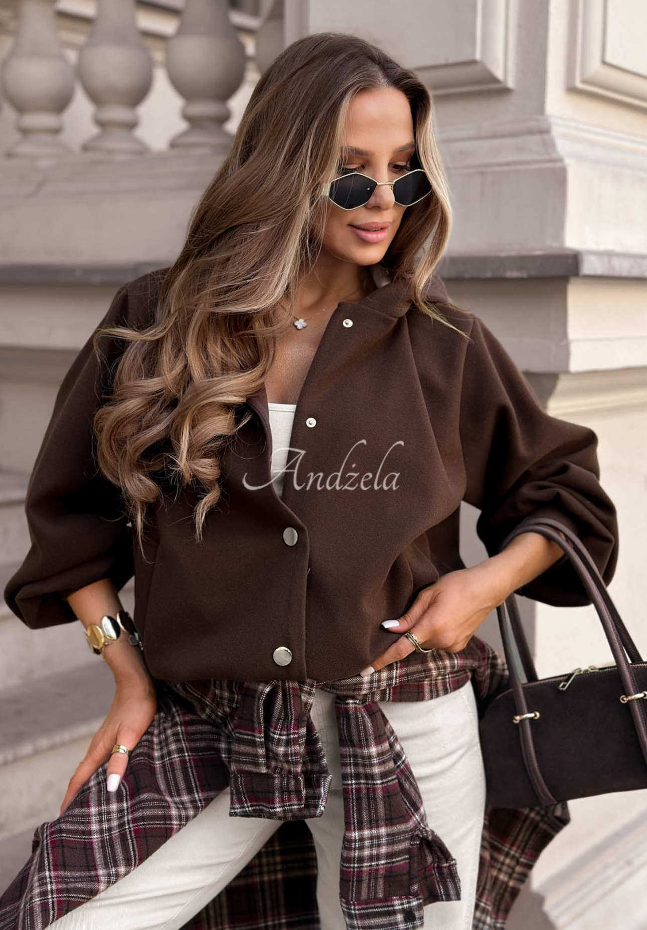 Bunda bomber s vlnou a kapucí City Comfort čokoládová