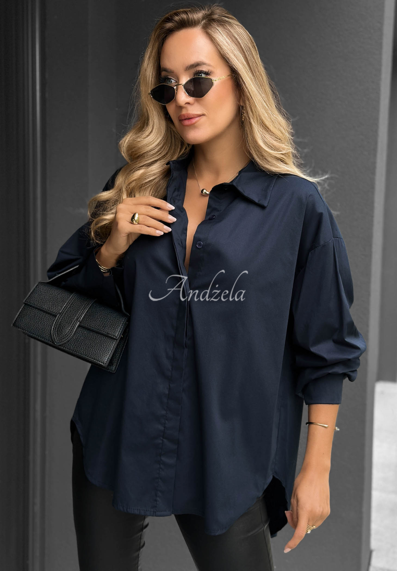 Elegantní bavlněná košile oversize s límečkem Prestige Harbor granátová