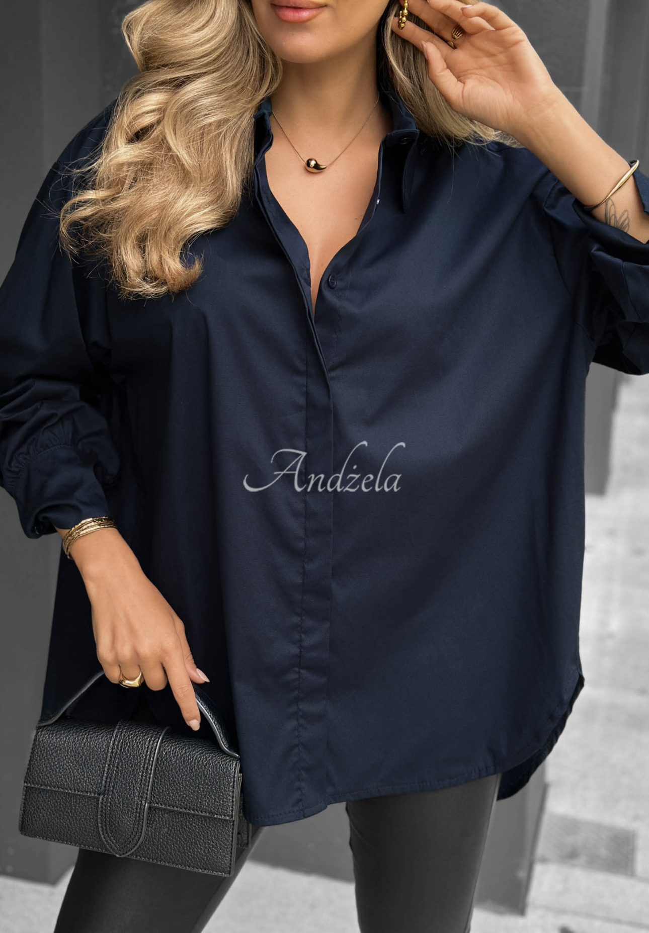 Elegantní bavlněná košile oversize s límečkem Prestige Harbor granátová