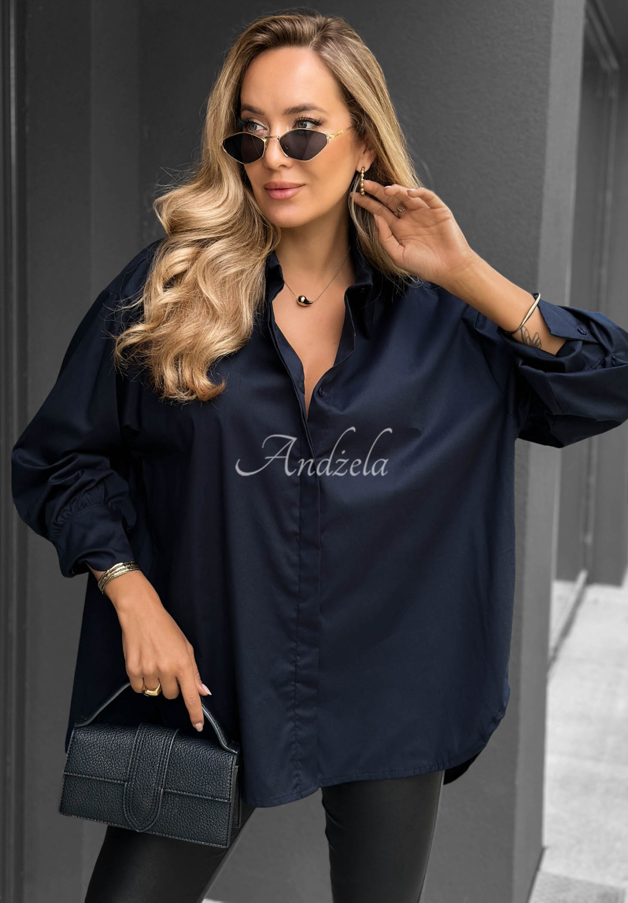 Elegantní bavlněná košile oversize s límečkem Prestige Harbor granátová