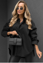 Elegancka bawełniana Košile oversize z kołnierzem Prestige Harbor černá