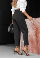 materiálové Kalhoty mom fit z paskiem Urban Grace čokoládové