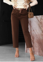 materiálové Kalhoty mom fit z paskiem Urban Grace čokoládové