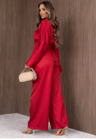 Souprava lekka Bunda z zapięciem i Kalhoty wide leg Autumn Pearl červený