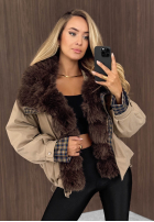 Krátká Bunda z futerkiem Amber Charm béžová
