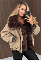 Krátká Bunda z futerkiem Amber Charm béžová