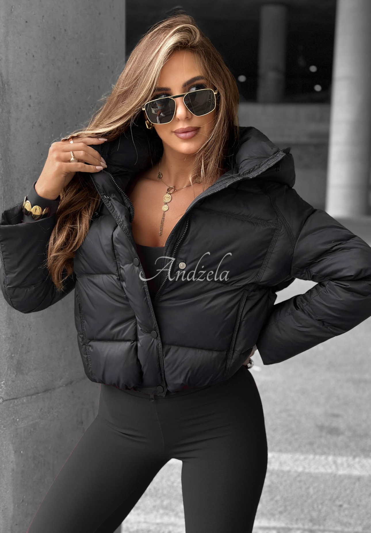Péřová bunda s kapucí Didn’t Ask černá