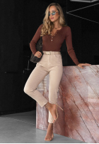 Kalhoty džínové  loose fit z paskiem More To Love béžové
