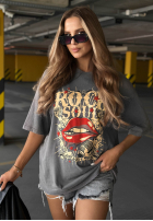 Tričko oversize z nadrukiem Rock Soul velbloudí