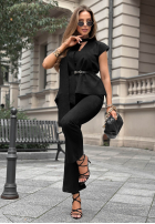 Elegancki Souprava marynarkowa Vesta i Kalhoty dzwony Autumn Atelier čokoládový
