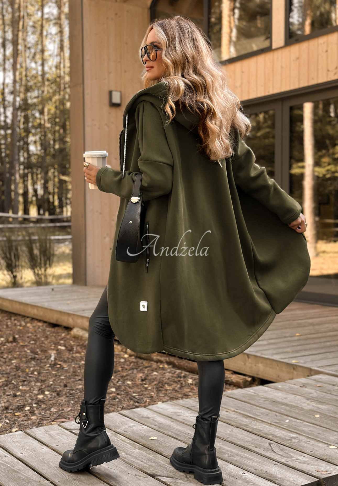 Dlouhá mikina s kapucí Peaceful Mind khaki