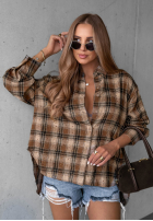 Košile w kratę z kryształkami Woodland Style velbloudí