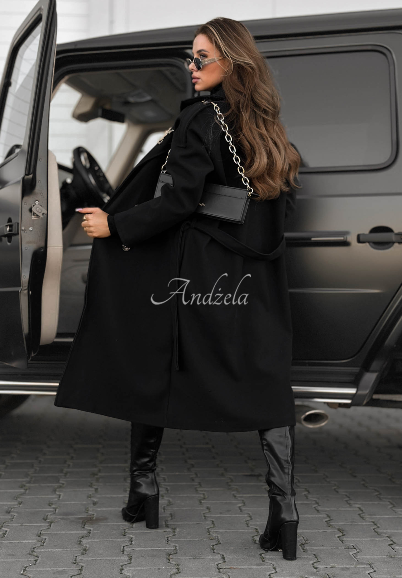 Dlouhý kabát s páskem Have A Voice Černé