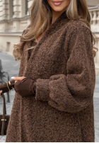 Dlouhý Kabát kożuszek oversize Caramel Latte čokoládový