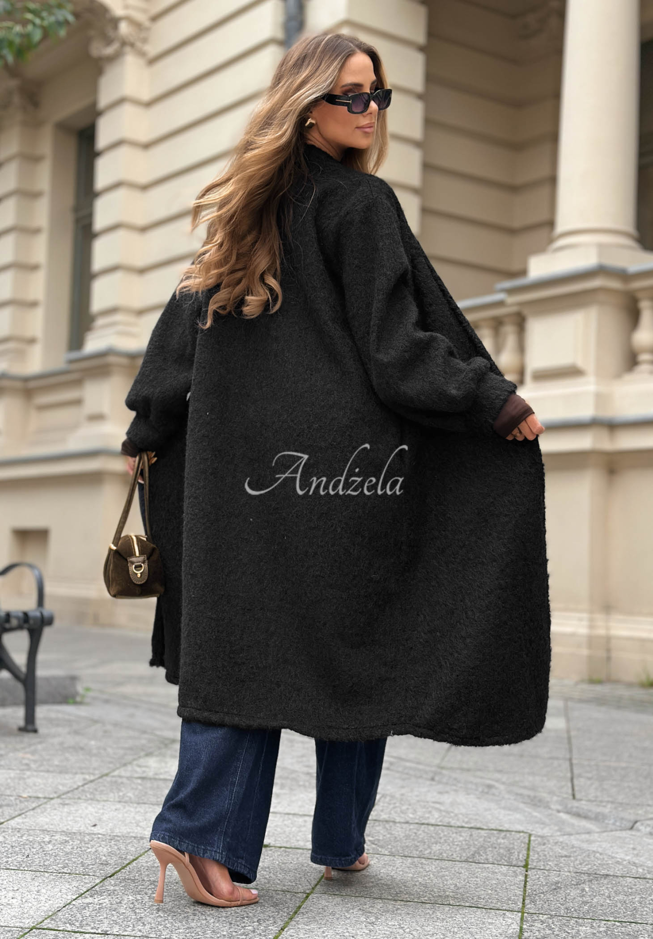 Dlouhý oversize kožich Caramel Latte Černé