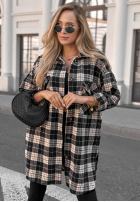 Košile oversize w kratę September Glow čokoládová