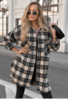Košile oversize w kratę September Glow čokoládová