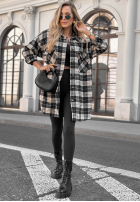 Košile oversize w kratę September Glow čokoládová