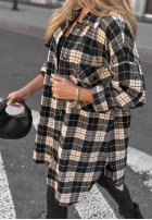 Košile oversize w kratę September Glow čokoládová
