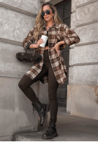 Košile oversize w kratę September Glow čokoládová