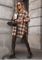 Košile oversize w kratę September Glow čokoládová