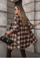 Košile oversize w kratę September Glow čokoládová