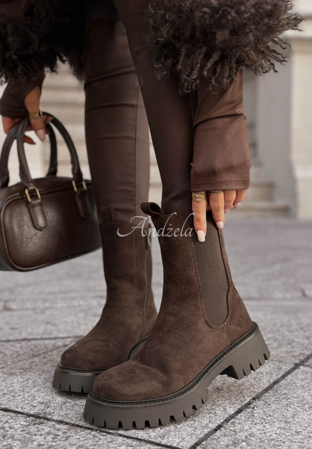 Semi&scaron;ov&eacute; kotn&iacute;kov&eacute; boty Timeless Step čokol&aacute;dov&eacute;