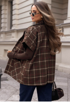 Vesta oversize bez zapięcia w kratę Calm Spirit čokoládová