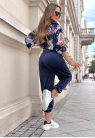 Welurowy Tepláková souprava w kwiaty Floral Kiss čokoládový