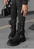 semišové Kotníkové Boty z paskami Rainy Steps černé