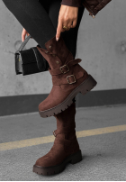 semišové Kotníkové Boty z paskami Rainy Steps černé