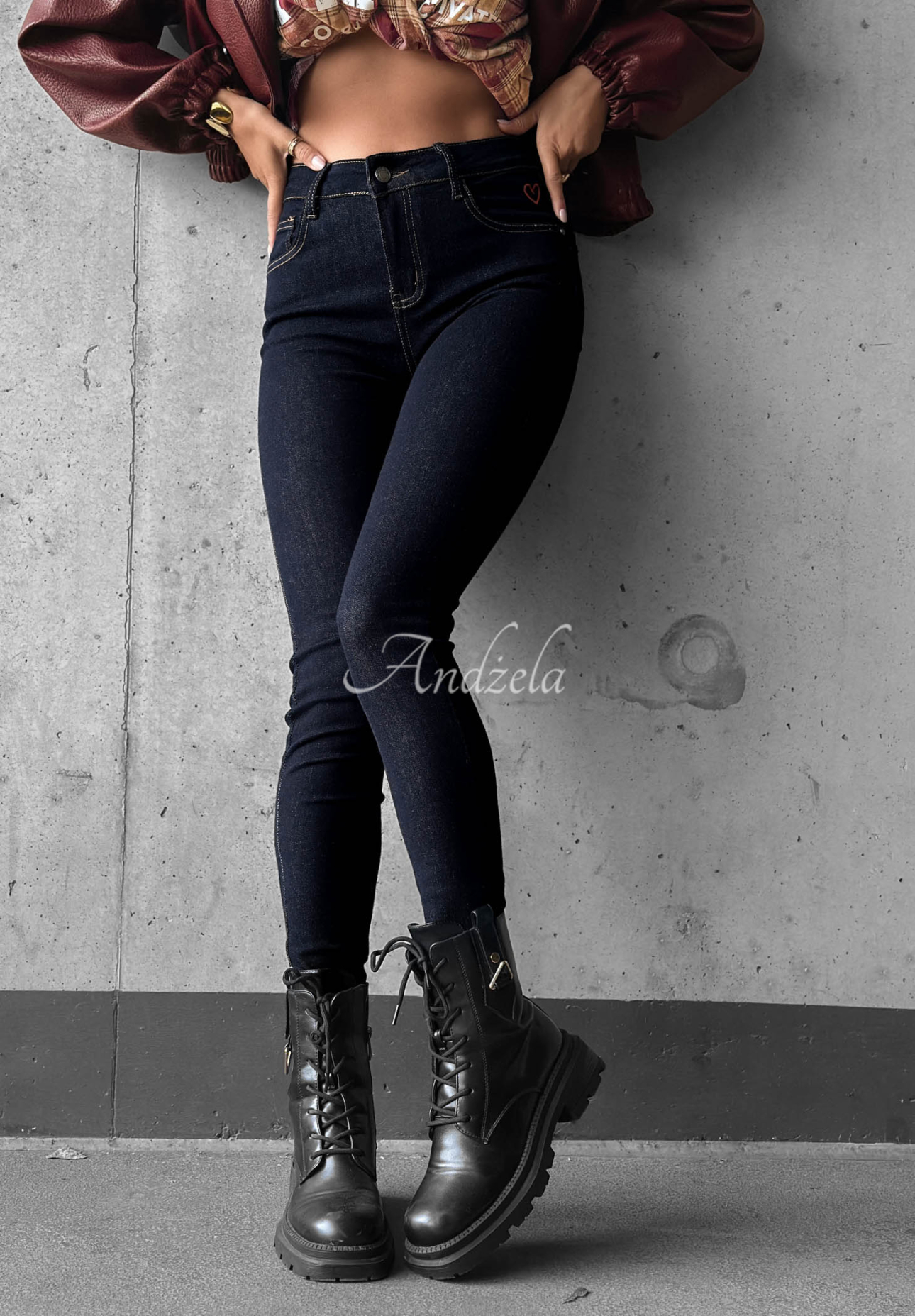 Džíny skinny Denim Glow granátové
