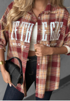 Košile oversize w kratę z nadrukiem The Gre červená