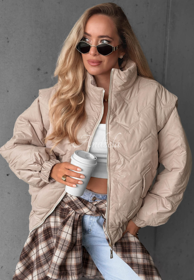 Kr&aacute;tk&aacute; pro&scaron;&iacute;van&aacute; bomber bunda Drizzle Days b&eacute;žov&aacute;