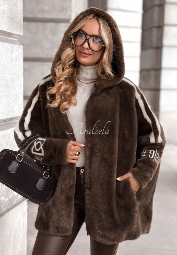 Vlněn&aacute; bunda alpaka s angorou Choose Me First čokol&aacute;dov&aacute;  II